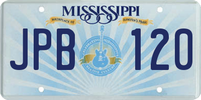 MS license plate JPB120