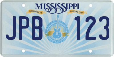 MS license plate JPB123