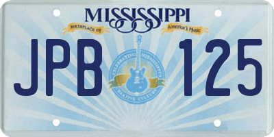 MS license plate JPB125