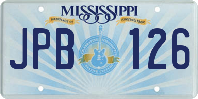 MS license plate JPB126