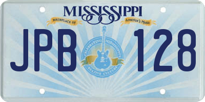 MS license plate JPB128