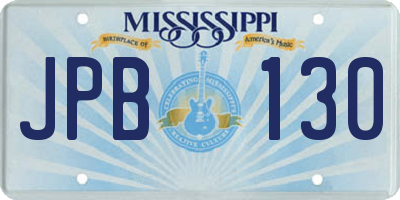 MS license plate JPB130