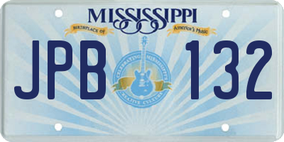 MS license plate JPB132