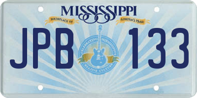 MS license plate JPB133