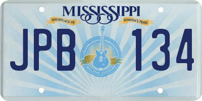 MS license plate JPB134