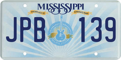 MS license plate JPB139