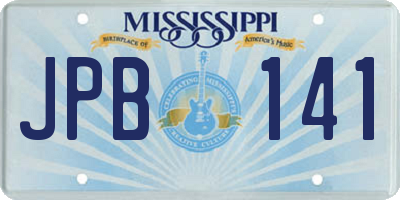 MS license plate JPB141