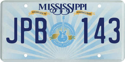 MS license plate JPB143