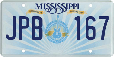 MS license plate JPB167