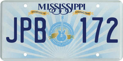 MS license plate JPB172