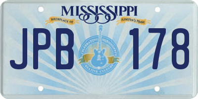 MS license plate JPB178