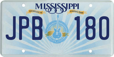 MS license plate JPB180