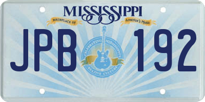 MS license plate JPB192
