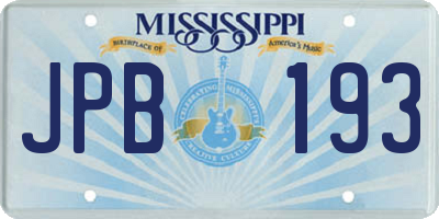 MS license plate JPB193