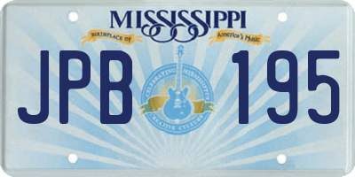 MS license plate JPB195