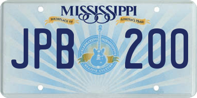 MS license plate JPB200