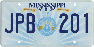 MS license plate JPB201