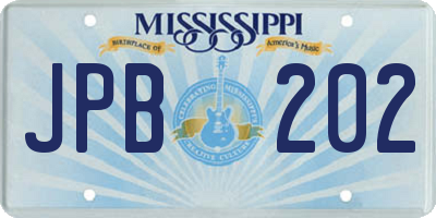 MS license plate JPB202