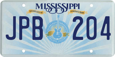 MS license plate JPB204