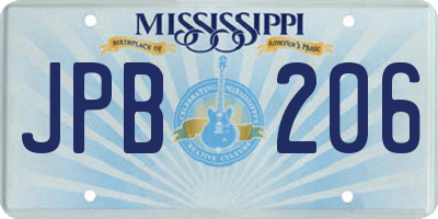 MS license plate JPB206