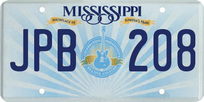 MS license plate JPB208