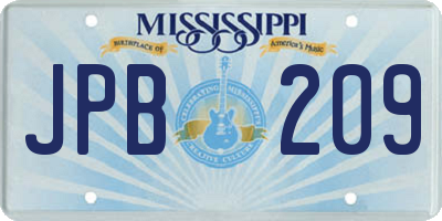 MS license plate JPB209
