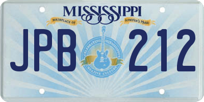 MS license plate JPB212