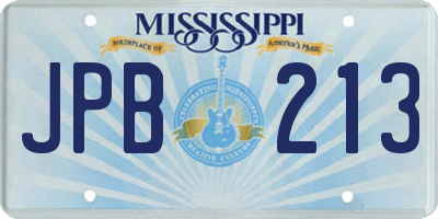 MS license plate JPB213