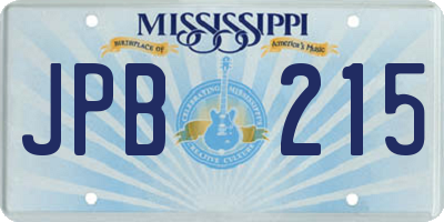 MS license plate JPB215