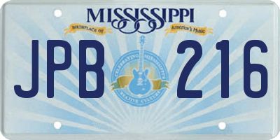 MS license plate JPB216