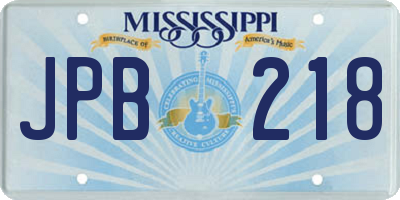 MS license plate JPB218