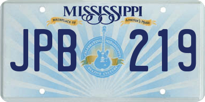 MS license plate JPB219
