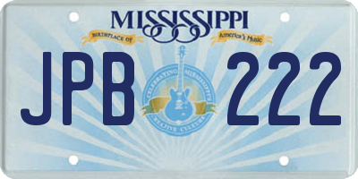MS license plate JPB222