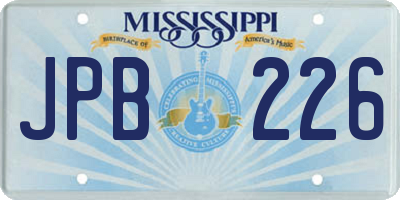 MS license plate JPB226