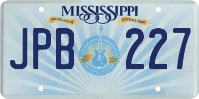 MS license plate JPB227