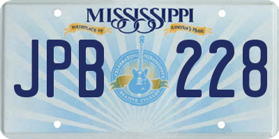 MS license plate JPB228