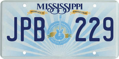 MS license plate JPB229