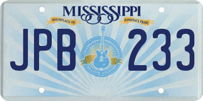 MS license plate JPB233