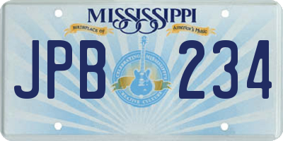 MS license plate JPB234