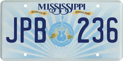 MS license plate JPB236