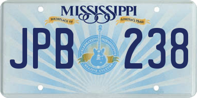 MS license plate JPB238