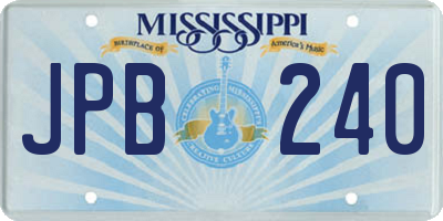 MS license plate JPB240
