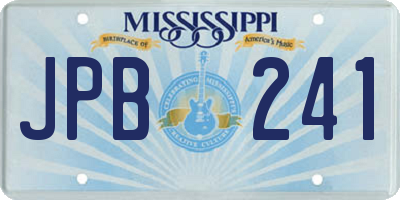 MS license plate JPB241