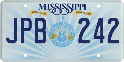 MS license plate JPB242