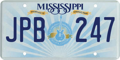 MS license plate JPB247
