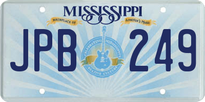 MS license plate JPB249