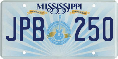 MS license plate JPB250