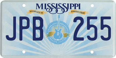 MS license plate JPB255