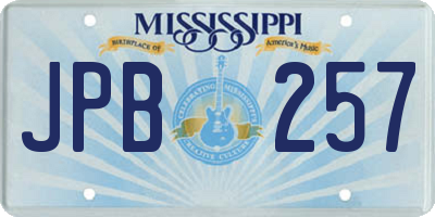 MS license plate JPB257