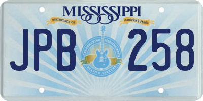 MS license plate JPB258